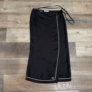 Prada silk wrap midi skirt